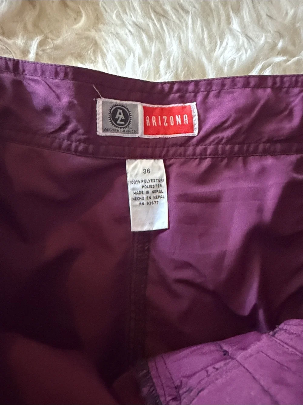 New vtg Arizona Men's Purple Dragon embroidered Print board Swim Shorts 36 Y2K